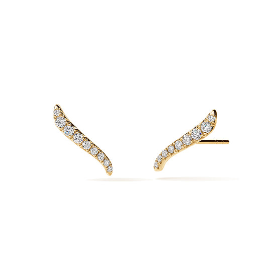 Maharaja Collection French Cut Pave Diamond Climber Earrings in 18K Yellow Gold (0.28ctw)