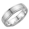 Maharaja Collection Men's Carved Sandpaper and High Polish Rope Edge Wedding Band in 14K White Gold, 6mm