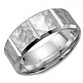 Maharaja Collection Carved Frosted Beveled Men's Wedding Band in 14K White Gold (8mm)