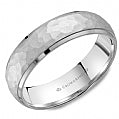 Maharaja Collection Carved 6mm Men's Sandblast Hammered Wedding Band in 14K White Gold