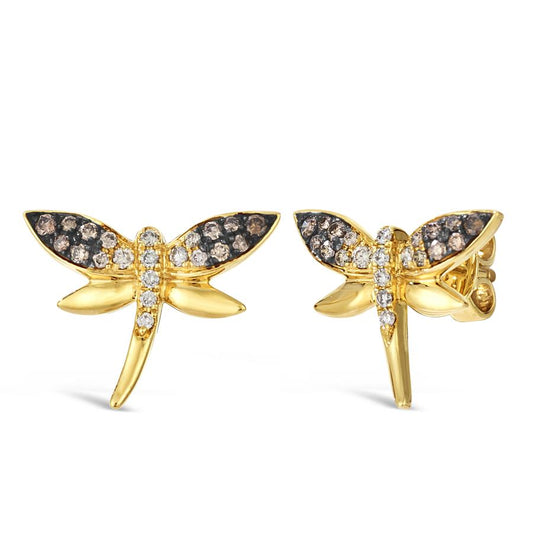 Maharaja Collection Chocolate Ombre and Nude Diamond Earrings in 14K Honey Gold (0.36ctw)
