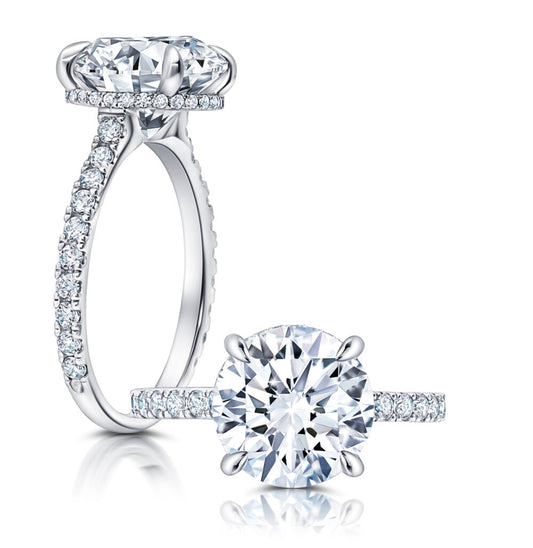 Maharaja Collection Solitaire Diamond Hidden Halo Engagement Ring (0.29ct) in 14K White Gold