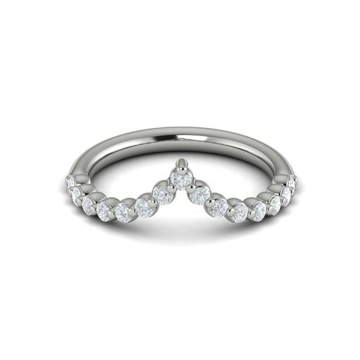 Maharaja Collection Round Diamond Chevron Ring in 14K White Gold (0.37tdw)