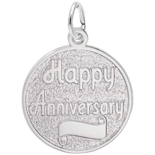 Maharaja Collection HAPPY ANNIVERSARY Disc Charm in Sterling Silver