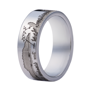 Maharaja Collection Deep Fishing Engraved Tungsten Band in 8MM (Size 10)