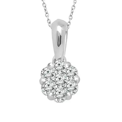 Maharaja Collection Fashion Flower Pendant Necklace with 0.50ctw Diamonds in 14K White Gold (0.50ctw)