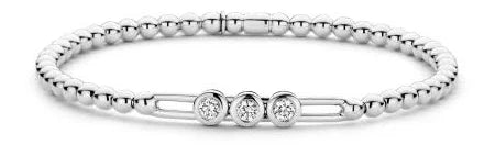 Maharaja Collection Three Diamond Stretch Bracelet in 18K White Gold (0.28ctw)