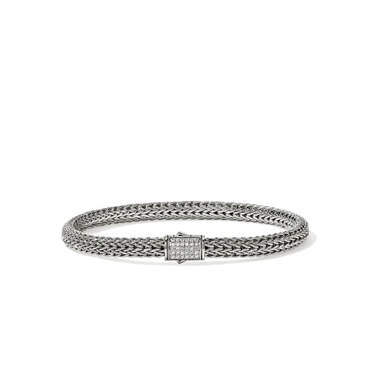 Icon Diamond Pave 5mm Extra Small Bracelet with Pusher Clasp (0.15ct) in Silver