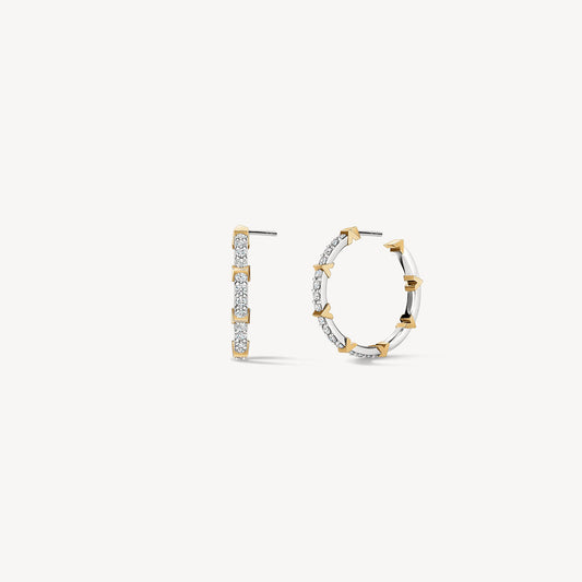 Maharaja Collection Hearts on Fire Copley Pavé Diamond Hoop Earrings in 18K White and Yellow Gold (0.95ctw)