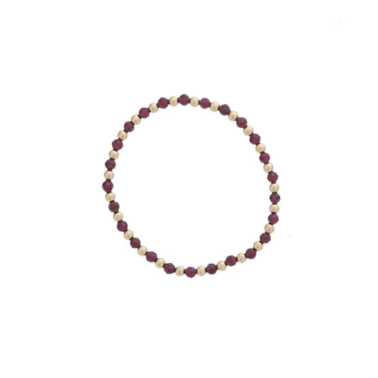 Maharaja Collection Alternating 4mm Garnet & Gold Filled Bead Bracelet in Gold Filled