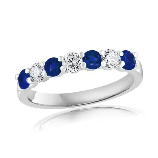 Maharaja Collection Sapphire and Diamond Fashion Ring with 0.73ct Sapphire and 0.75ctw Diamonds in 14K White Gold (1.48ctw)