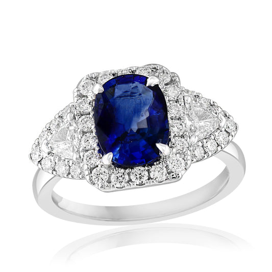 Maharaja Collection Sapphire and Diamond Ring in 18K White Gold (2.00ct SAPP/0.77ctw)