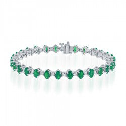 Maharaja Collection Emerald and Diamond Bracelet in 14K White Gold (8.91ctw)
