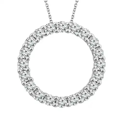 TruLight by Maharaja's Fashion Circle Pendant Necklace with 1.00ctw Diamonds in 14K White Gold (1ctw)
