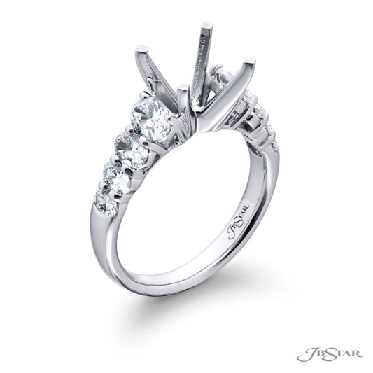 JB Star Oval Diamond Semi-Mount Engagement Ring in Platinum (1.36ctw)