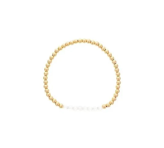 Maharaja Collection White Topaz Bar Mini Bracelet in Gold Filled