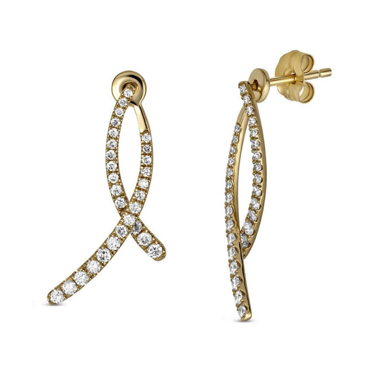 Maharaja Collection Round Diamond Crossover Drop Earrings in 14K White Gold (0.56ctw)