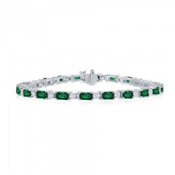 Maharaja Collection Emerald and Diamond Bracelet in 14K White Gold (7.18ctw)
