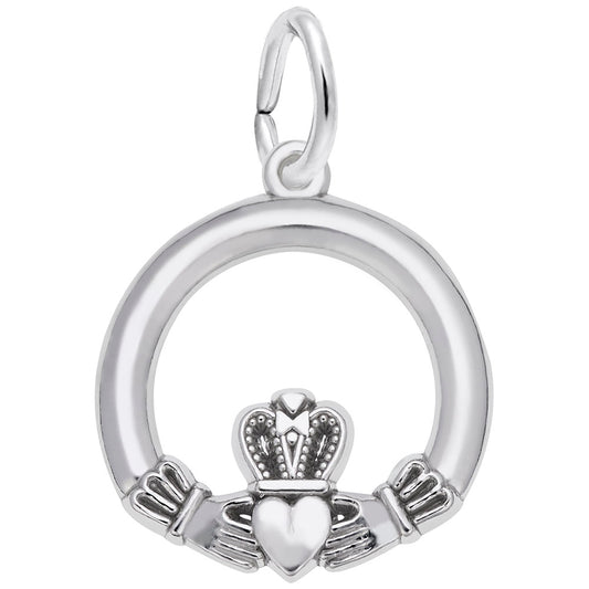 Maharaja Collection Petite Claddagh Charm Pendant Necklace in Sterling Silver