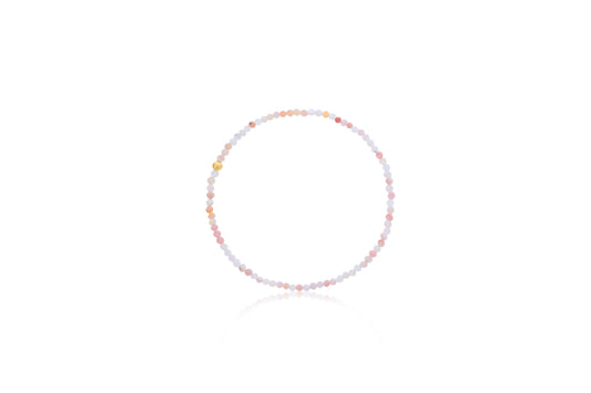 Maharaja Collection Faceted Pink Opal Beaded Stretch Bracelet with Gold Filled Finish