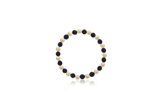 Maharaja Collection Alternating 6mm Gold Filled Bead & 6mm Black Agate Bracelet in Gold Filled