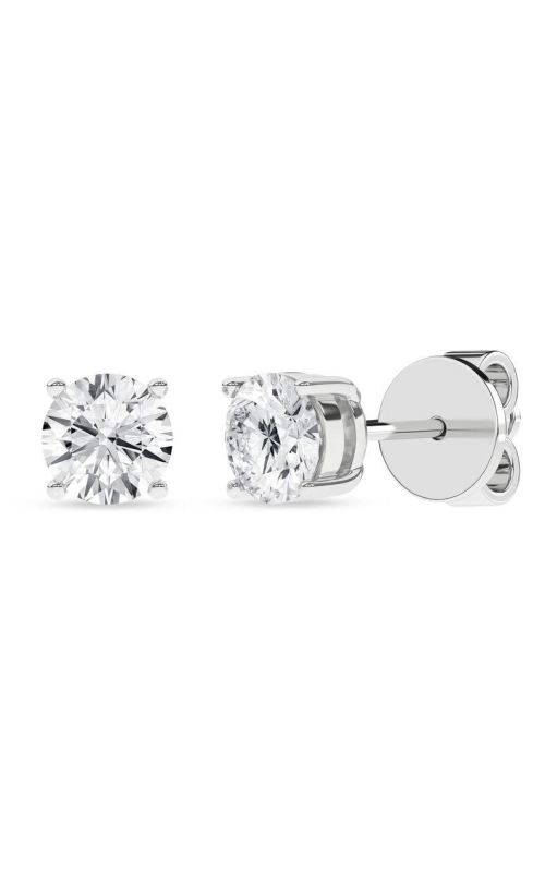 Maharaja Collection Round Diamond Stud Earrings in 14K White Gold (1.25tdw)