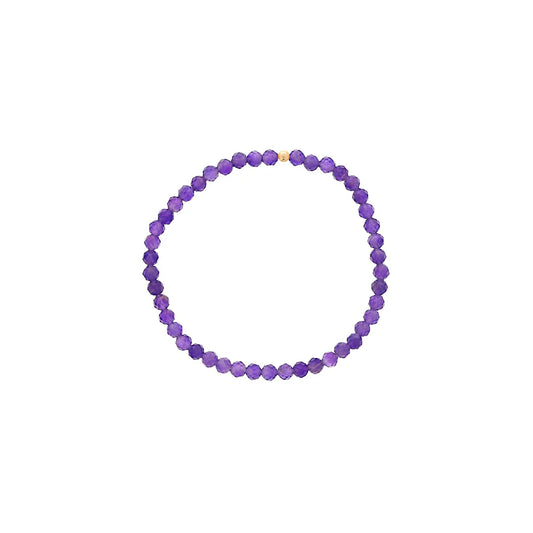 Maharaja Collection Faceted Amethyst Beaded Stretch Bracelet with Gold Filled Finishing Bead