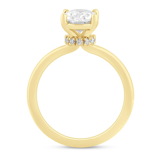 Maharaja Collection Oval Diamond Semi-Mount Engagement Ring in 14K Yellow Gold (0.10ctw)