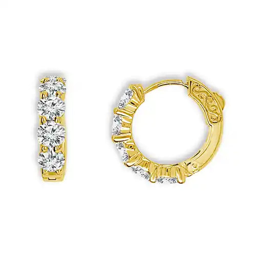 Maharaja Collection Mini Diamond Hoop Earrings with 1.00ctw Diamonds in 14K Yellow Gold (1ct)
