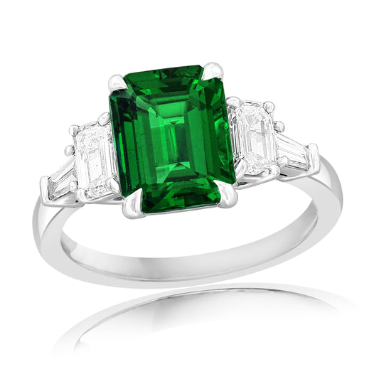 Maharaja Collection EMERALD and Diamond Fashion Ring in Platinum (4.05ctw)