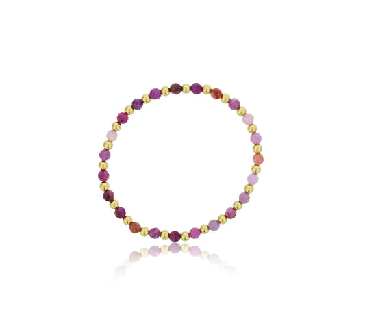 Maharaja Collection Round Ruby and Gold Filled Beads Bracelet in Gold Filled