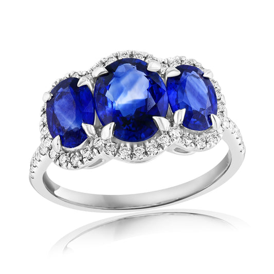 Maharaja Collection SAPPHIRE and Diamond Fashion Ring in 18K White Gold (2.91ctw)