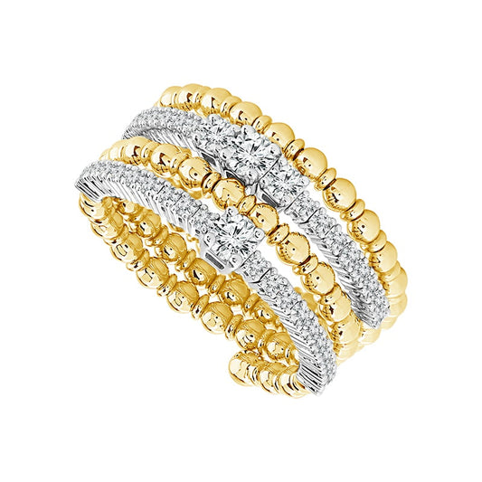 Maharaja Collection Round Diamond Lady's Band Ring in 14K White and Yellow Gold with Titanium (0.63ctw)