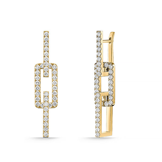 Maharaja Collection Rectangle Drop Diamond Earrings in 14K White Gold (1.99tdw)