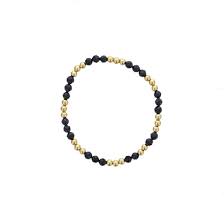Maharaja Collection Black Spinel Beaded Bracelet in Gold Filled