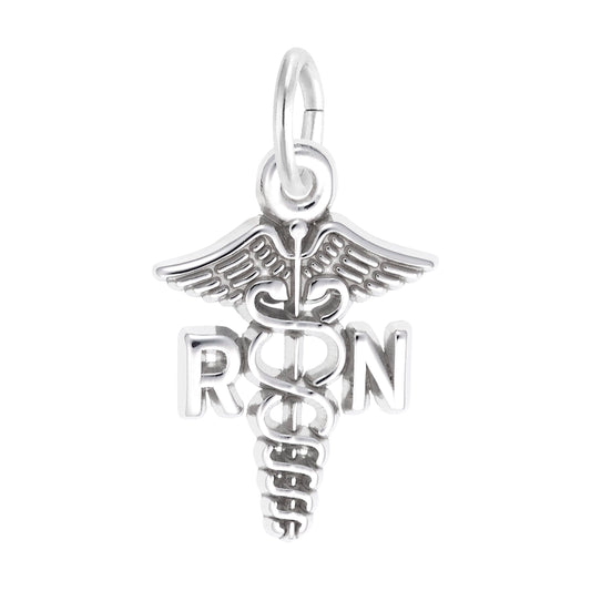 Maharaja Collection RN Caduceus Charm in Sterling Silver