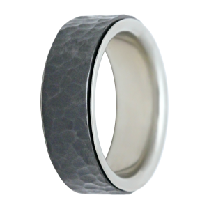 Maharaja Collection ZIRCONIUM Flat Foil Spinner Wedding Band 8mm in 14K White Gold (Heavy Stone)