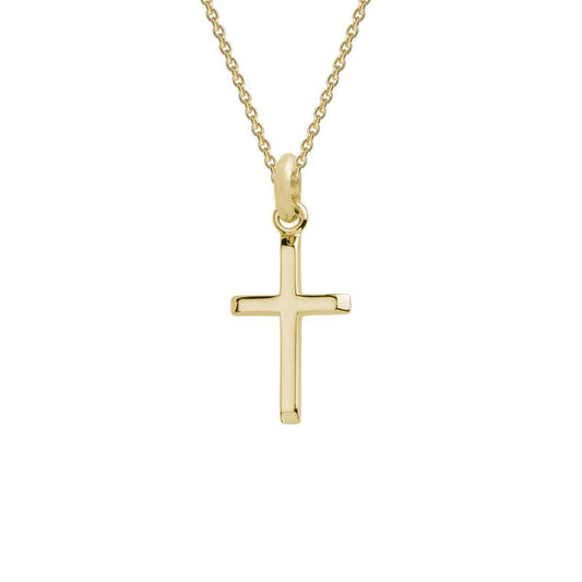 Maharaja Collection Plain Cross Pendant on Adjustable Cable Chain in 14K Yellow Gold