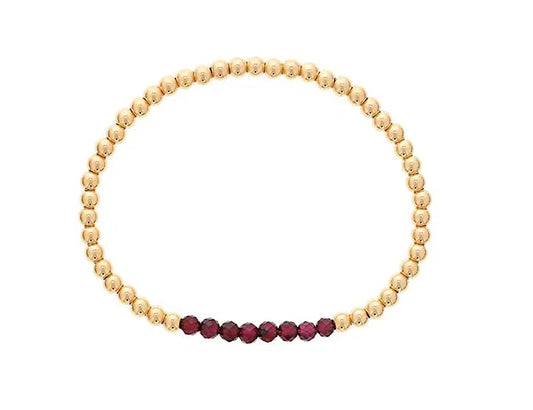 Maharaja Collection Round Faceted Garnet Bar Mini Bracelet in Gold Filled