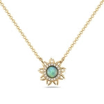 Maharaja Collection Round Diamond and Opal Necklace in 14K Yellow Gold (0.23ctw)