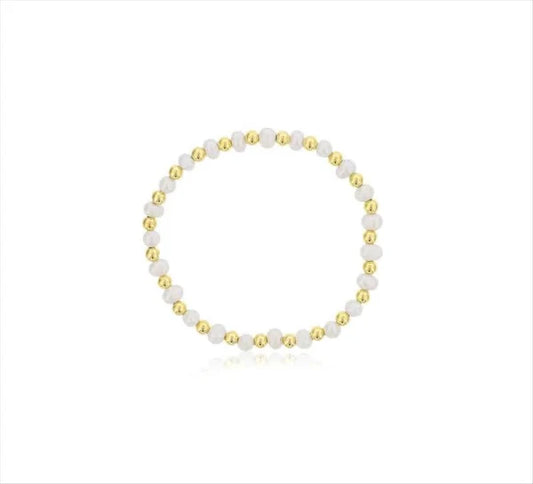 Maharaja Collection Smooth Pearl and Gold Filled Beads Bracelet in Gold Filled