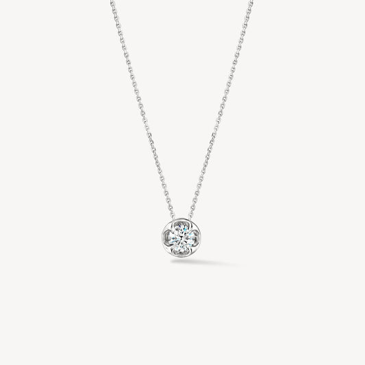 Maharaja Collection Whimsical Circle Diamond Pendant Necklace with 0.26ctw Diamonds in 18K White Gold (0.26ctw)