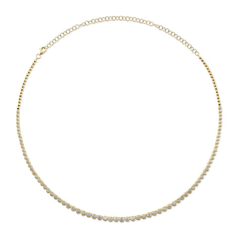 Maharaja Collection Diamond Bezel Tennis Necklace with 2.00ctw Diamonds in 14K Yellow Gold (2ctw)