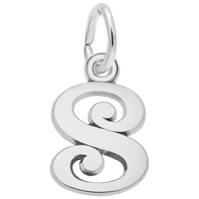 Maharaja Collection Curly Initial Charm in Sterling Silver