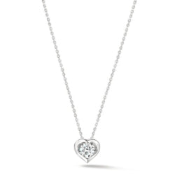 Maharaja Collection Whimsical Heart Single Diamond Necklace with 0.25ctw Diamond in 18K White Gold (0.25ctw)