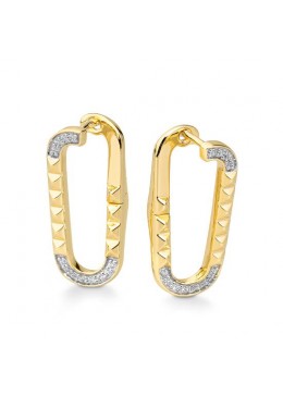Maharaja Collection Paperclip Earrings with 0.13ct Diamonds in 14K Yellow Gold (0.13tcw)