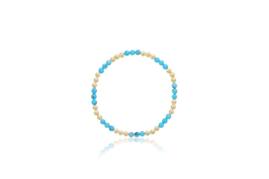 Maharaja Collection Blue Howlite & Gold Filled Bead Bracelet in Gold Filled