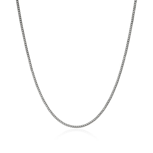 Silver 2.1mm Curb Link Necklace, Size 22 in Silver