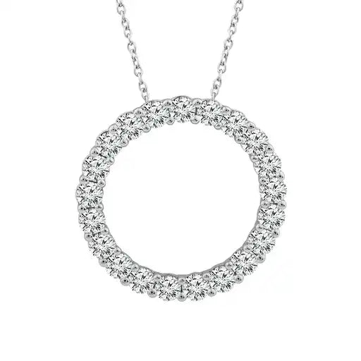 Maharaja's Fashion Circle Diamond Pendant Necklace with Chain 1.5ctw in 14K White Gold (1.5ctw)