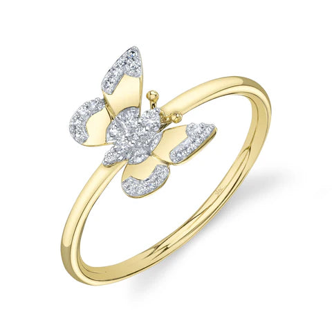 Maharaja Collection Diamond Butterfly Ring in 14K Yellow Gold (0.09ctw)